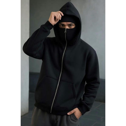 Black Balaclava Aesthetic Vintage Hoodi