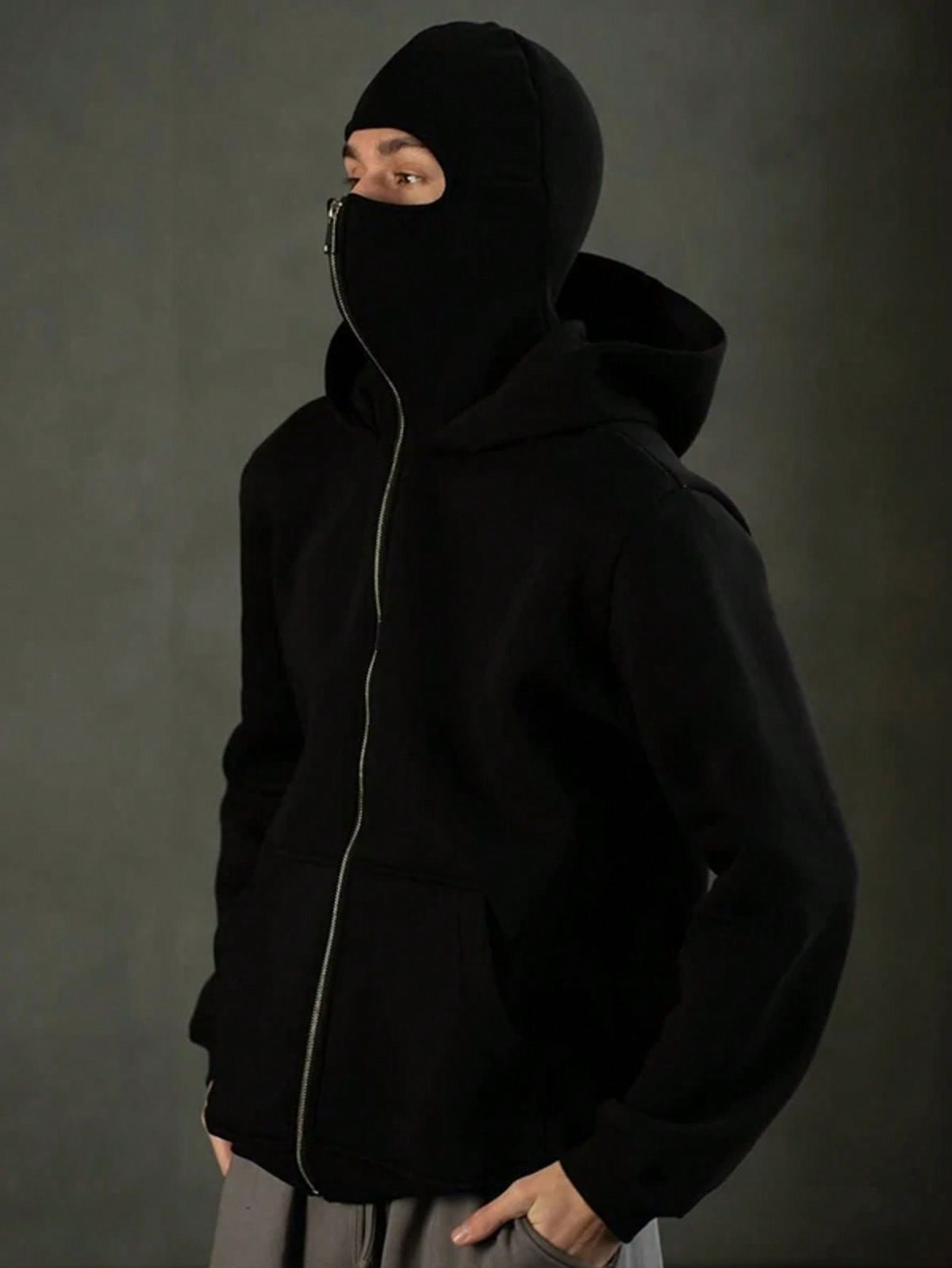 Black Balaclava Aesthetic Vintage Hoodi