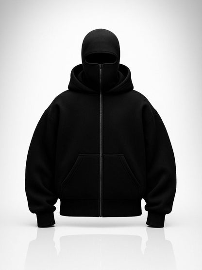 Black Balaclava Aesthetic Vintage Hoodi